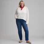 Women's Long-Sleeve Slub Johnny Collar Sweater