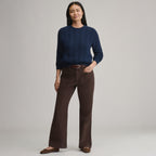 Women's Cotton Cable Crew Sweater