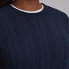Women's Cotton Cable Crew Sweater