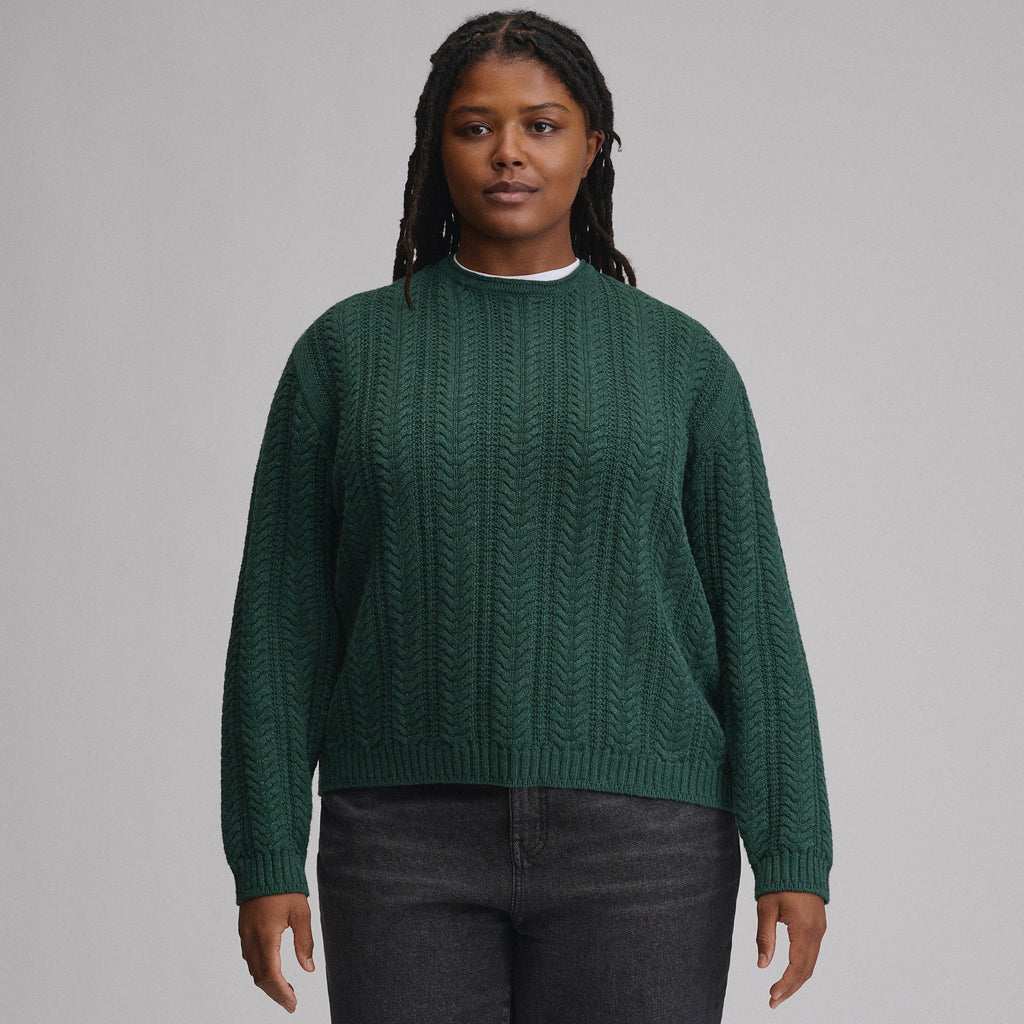 Women's Cotton Cable Crew Sweater