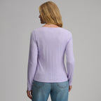 Women's Long-Sleeve Pointelle Button Front Top