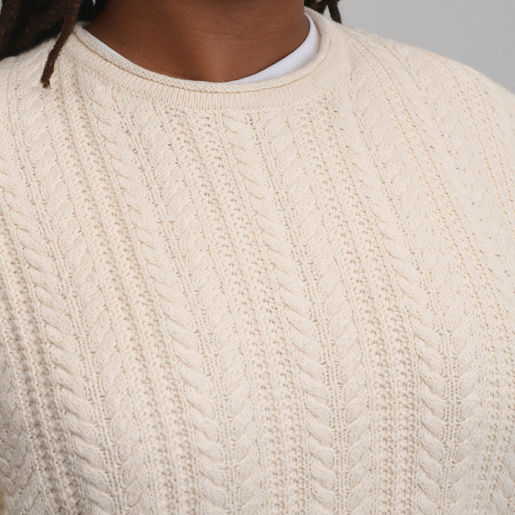 Women's Cotton Cable Crew Sweater