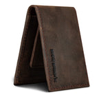 Money Clip Bifold Leather Wallet With Embossed Sasquatch