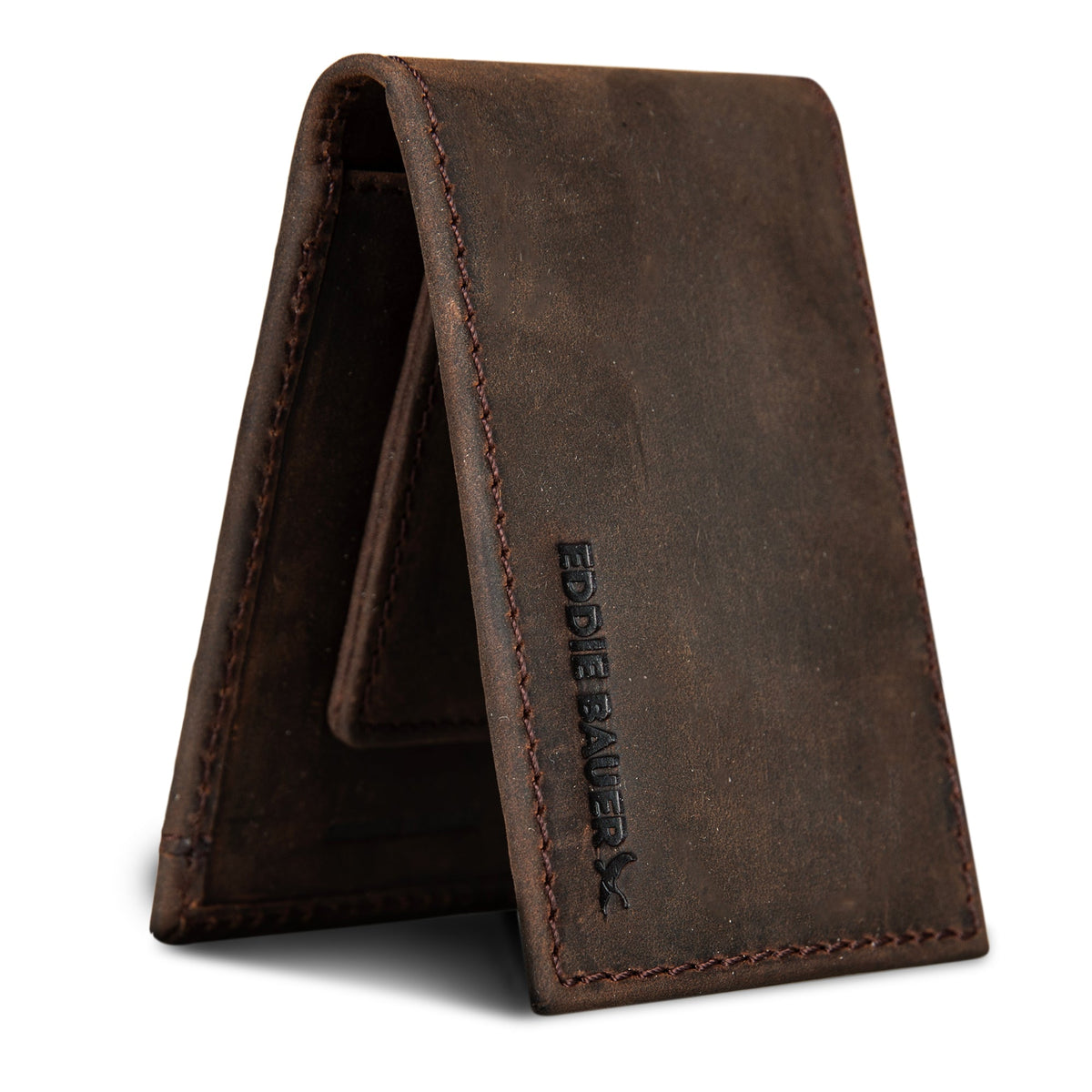 Money Clip Bifold Leather Wallet With Embossed Sasquatch