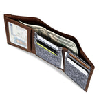 Pioneer Leather And Printed Cotton Canvas Trifold Wallet