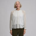 Women's Long-Sleeve Collarless Button-Down Shirt
