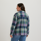 Women's Cotton Slub Plaid Long-Sleeve Shirt