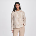 Women's Woven Stripe Cotton Long Sleeve Shirt
