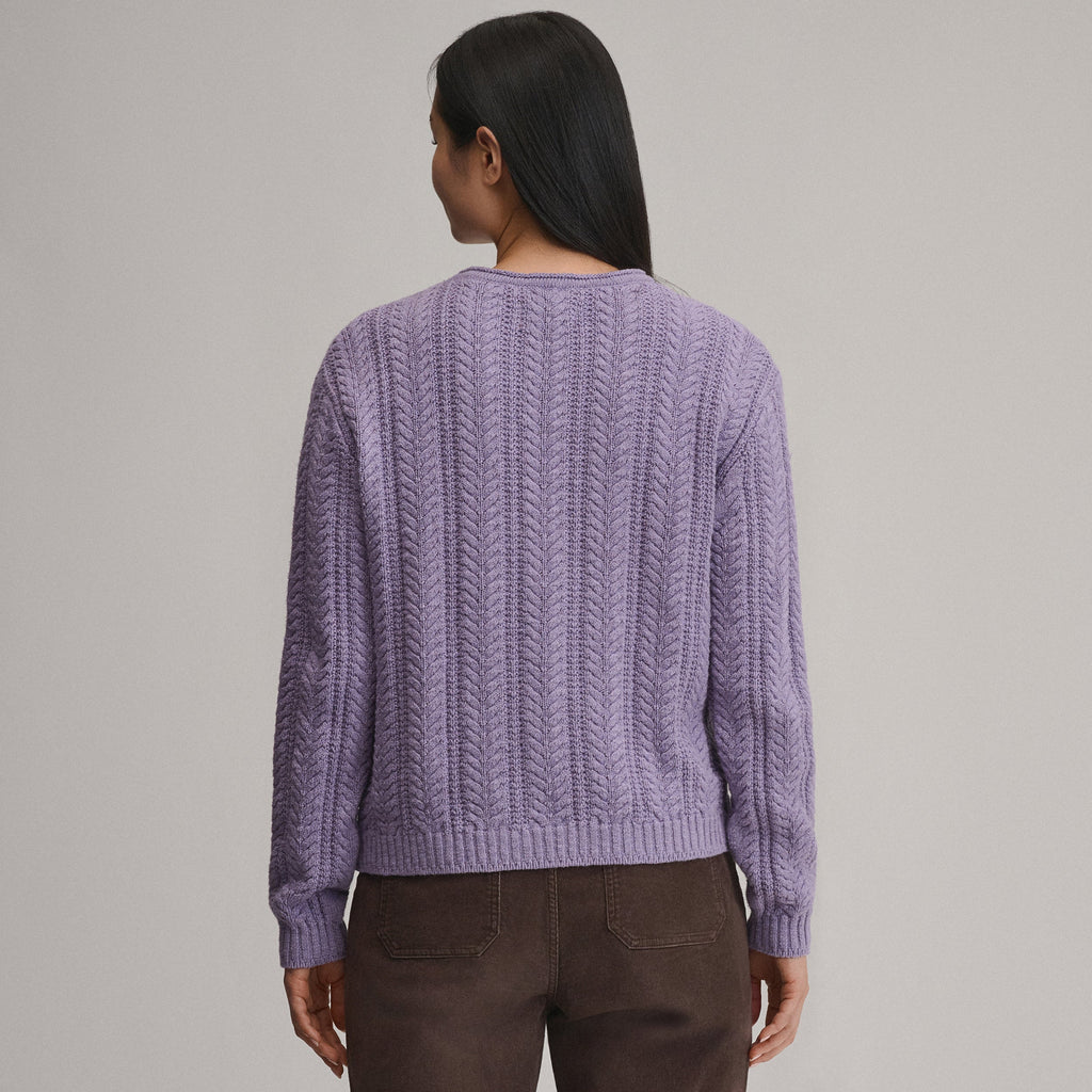 Women's Cotton Cable Crew Sweater