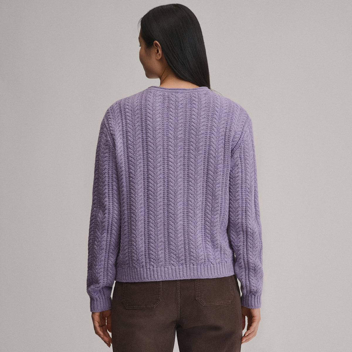 Women's Cotton Cable Crew Sweater