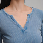 Women's Long-Sleeve Rib Y-Neck Henley