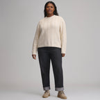 Women's Cotton Cable Crew Sweater