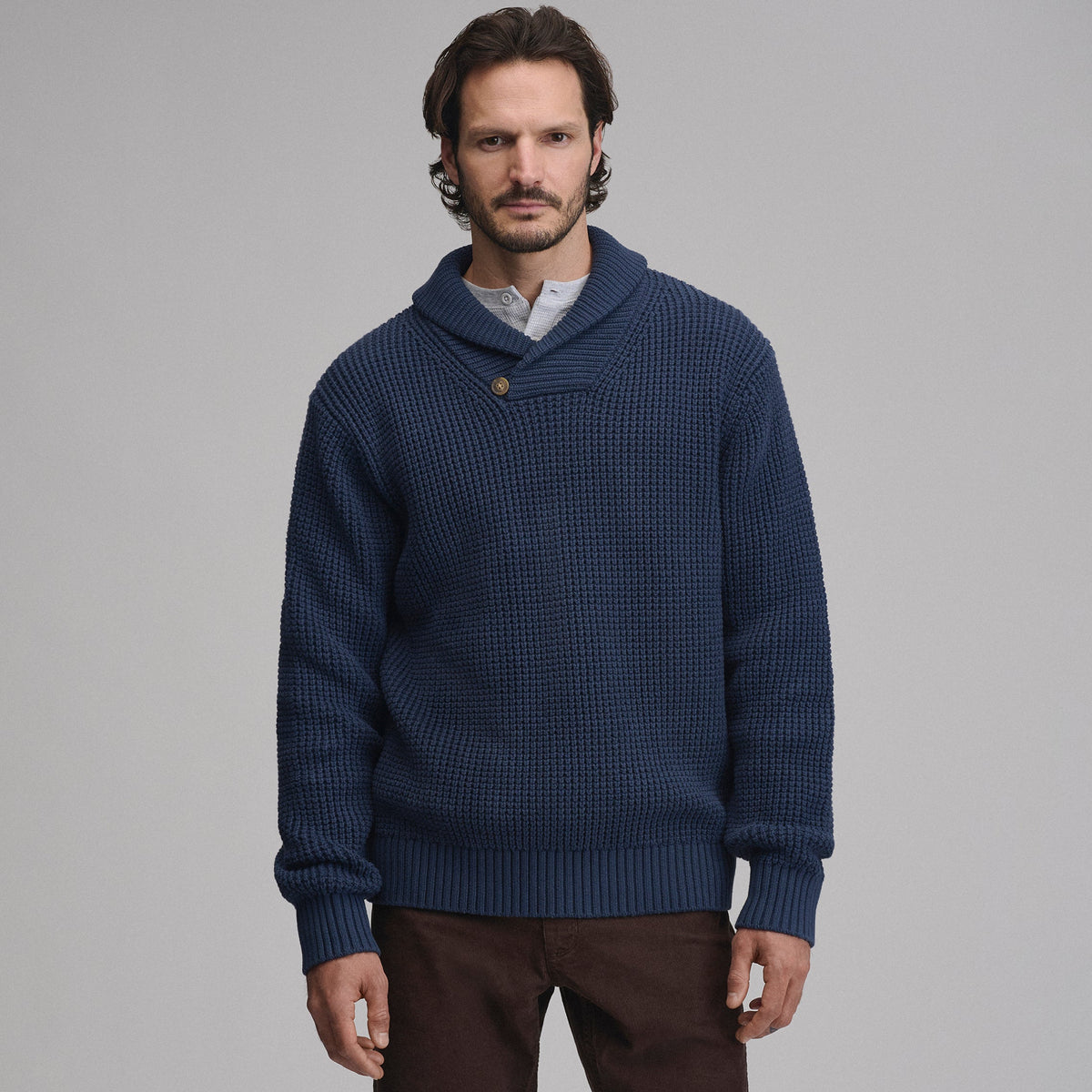 Men's Holiday Festive Shawl-Neck Sweater
