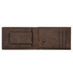 Money Clip Bifold Leather Wallet With Embossed Sasquatch