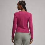 Women's Pointelle Notch-Neck Long-Sleeve Crew