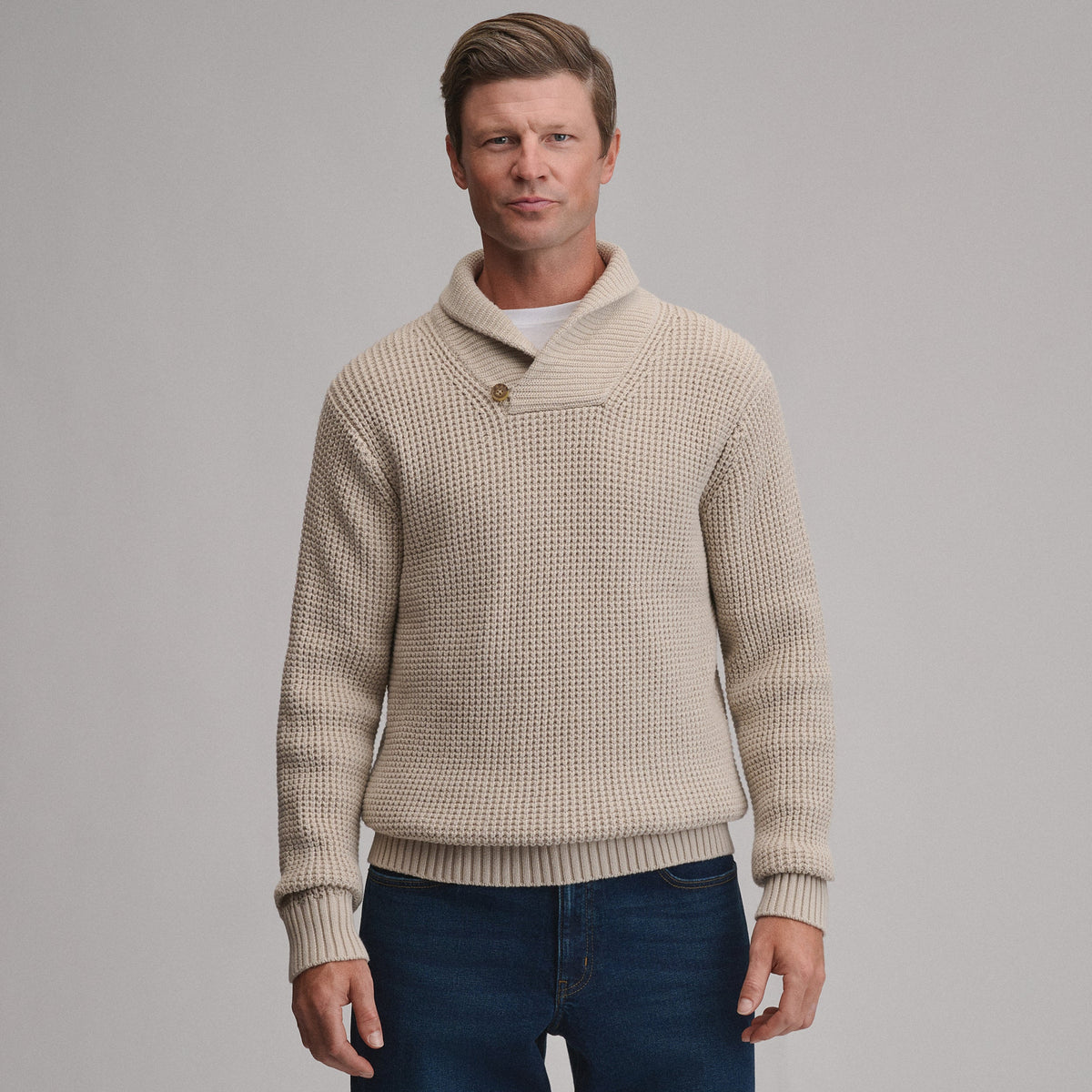 Men's Holiday Festive Shawl-Neck Sweater