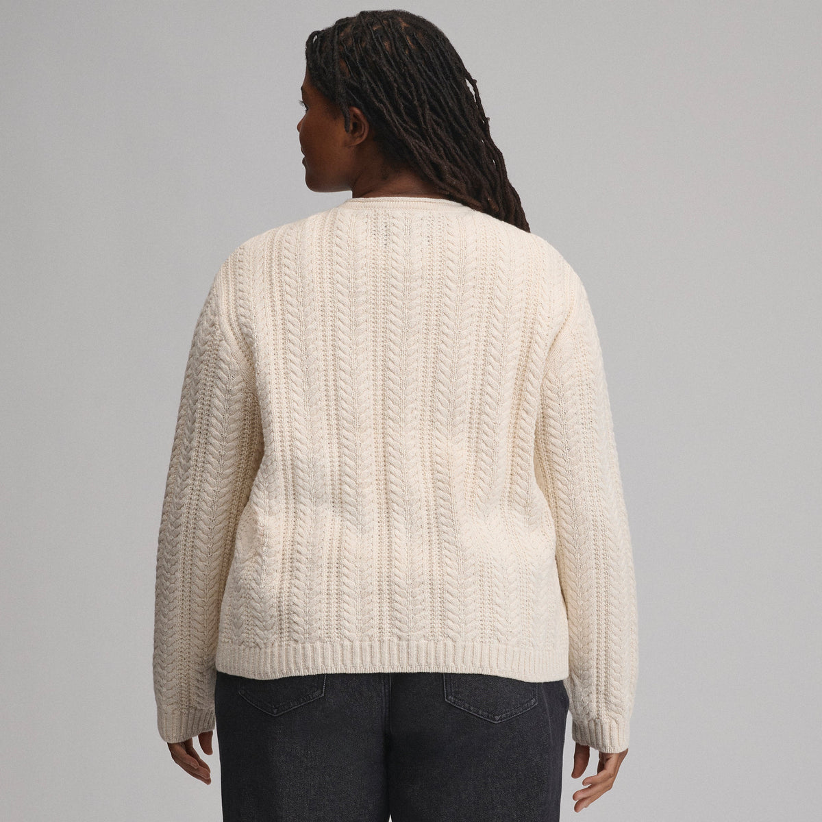 Women's Cotton Cable Crew Sweater