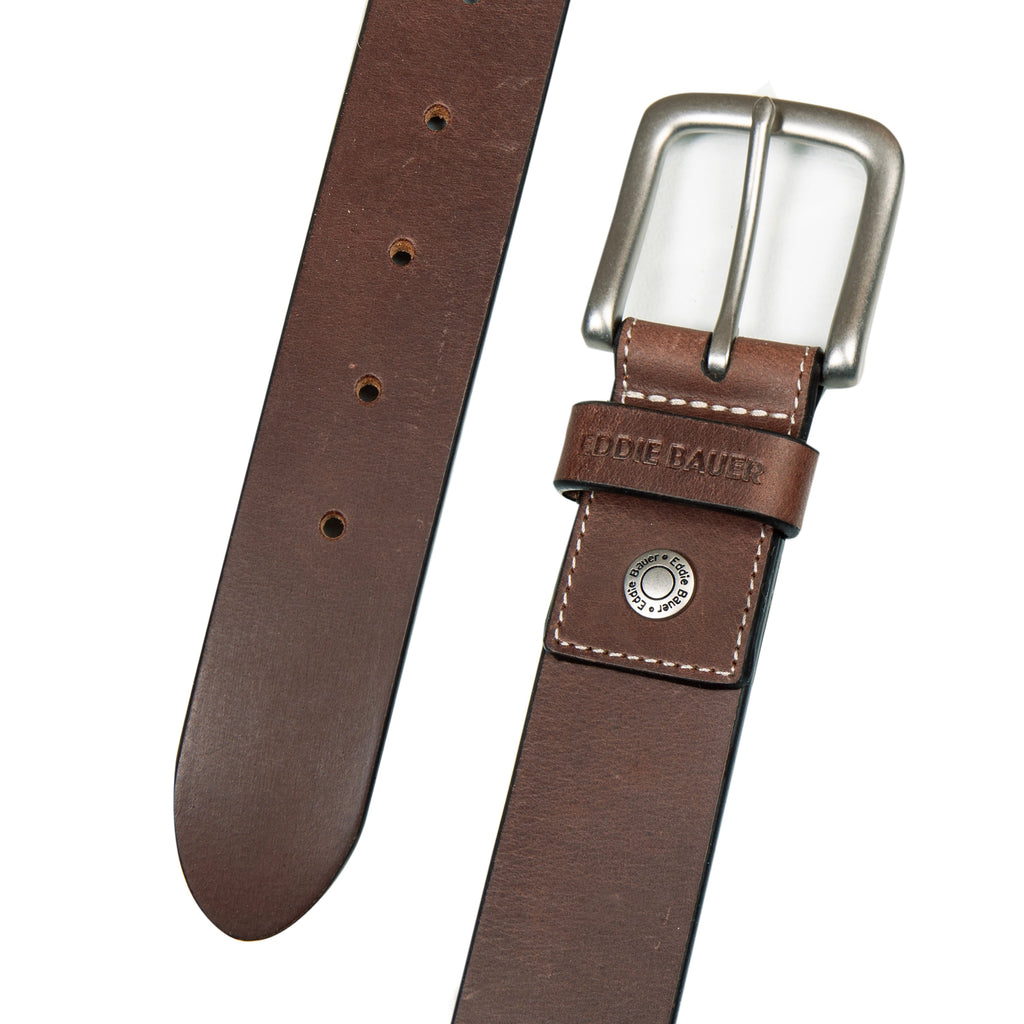 Men's Bridle Leather Belt With Nickel Finish Buckle