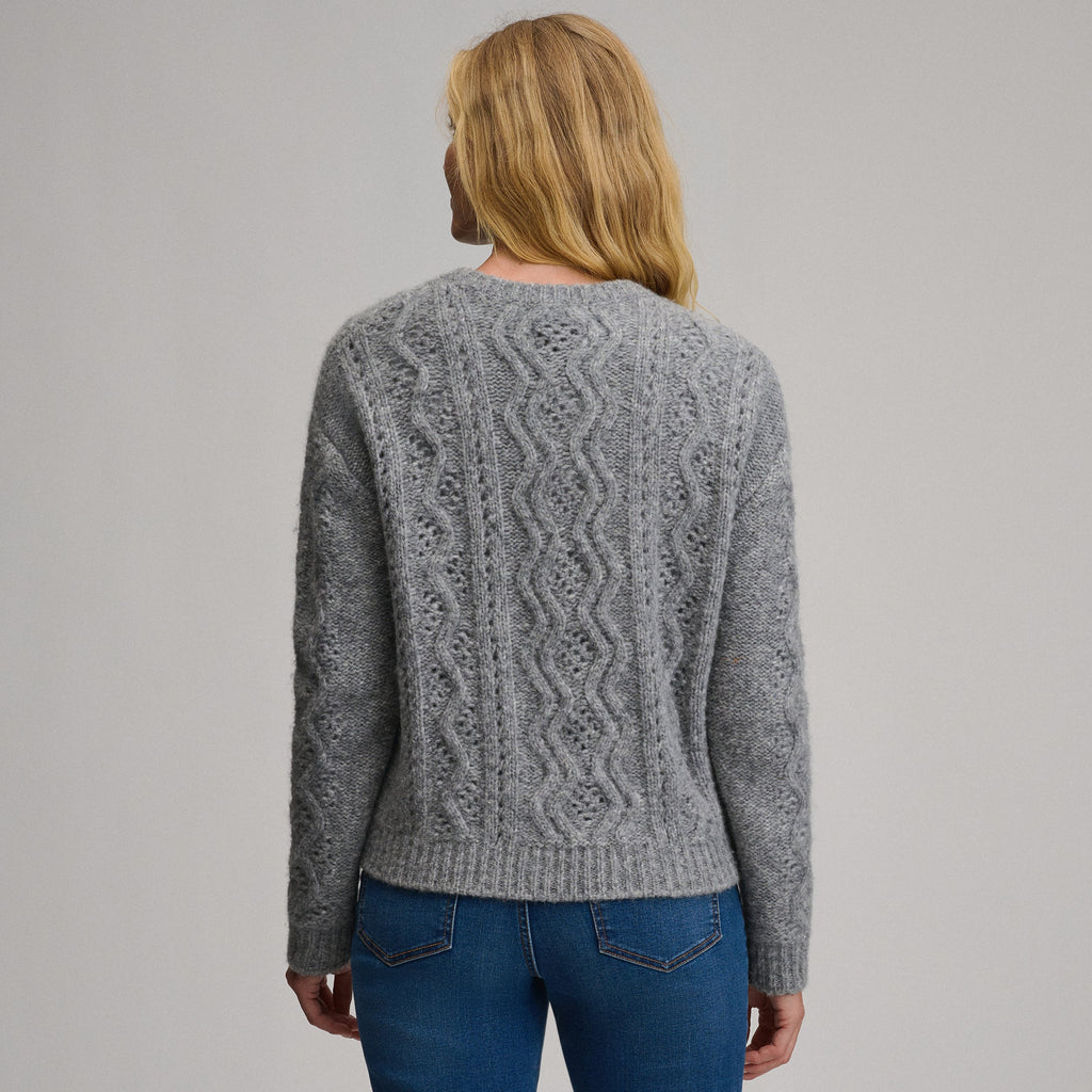 Women's Open Stitch Cable Crew Sweater