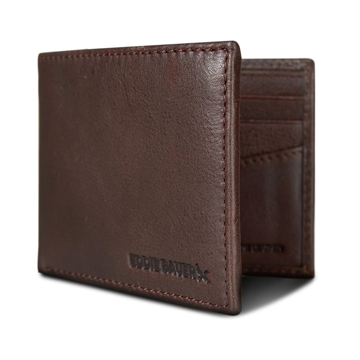 EB Signature Logo Leather Flip Id Bifold Wallet