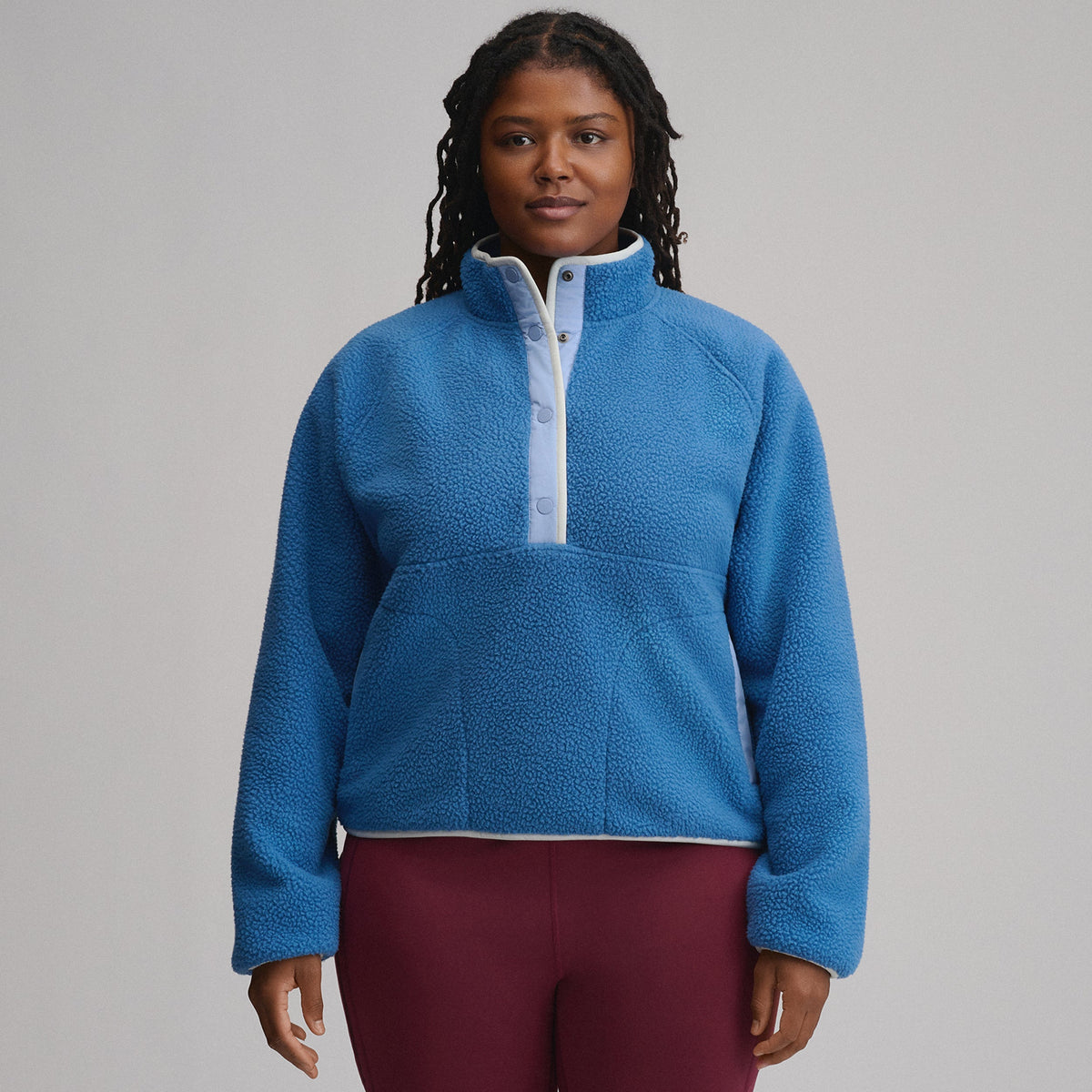 Women's Plush Fleece Snap-Mock Pullover