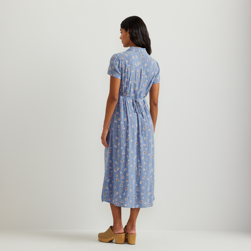 Women's Camp Collar Short-Sleeve Midi Dress