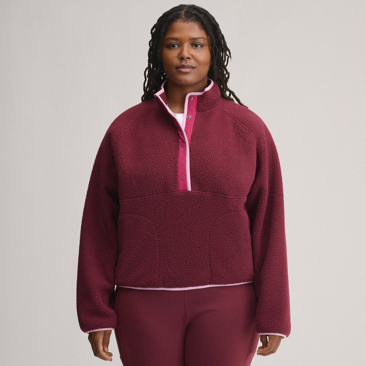 Women's Plush Fleece Snap-Mock Pullover