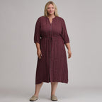 Women's Plaid Button Front Belted Midi Dress