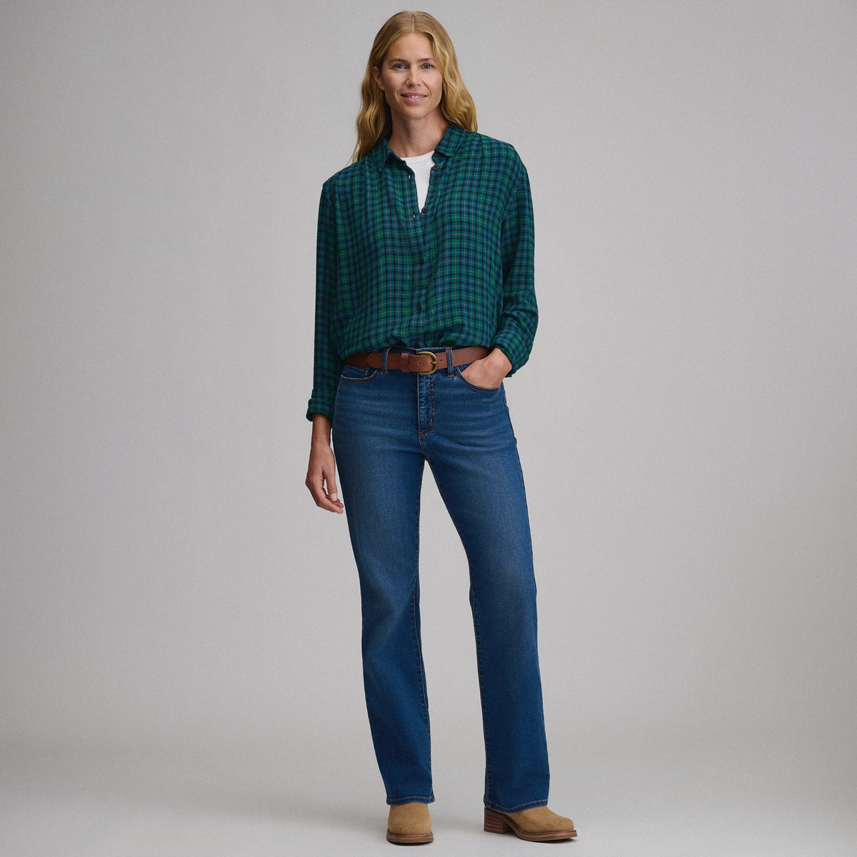 Women's Long-Sleeve Softened Button-Down Shirt
