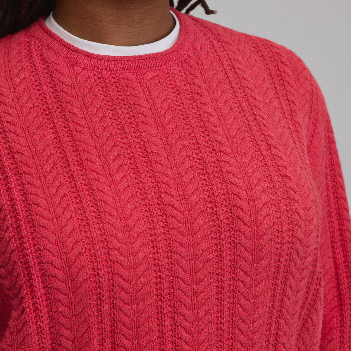 Women's Cotton Cable Crew Sweater