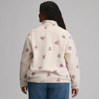 Women's Plush Fleece Snap-Mock Pullover - Embroidered