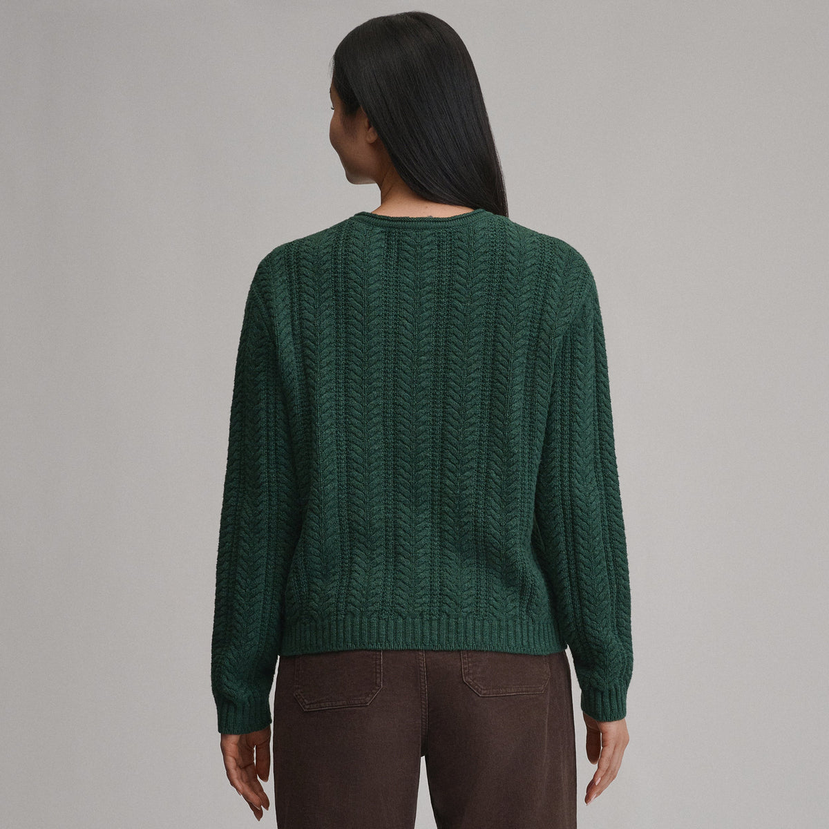 Women's Cotton Cable Crew Sweater