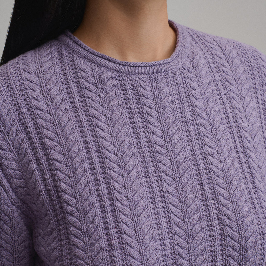 Women's Cotton Cable Crew Sweater
