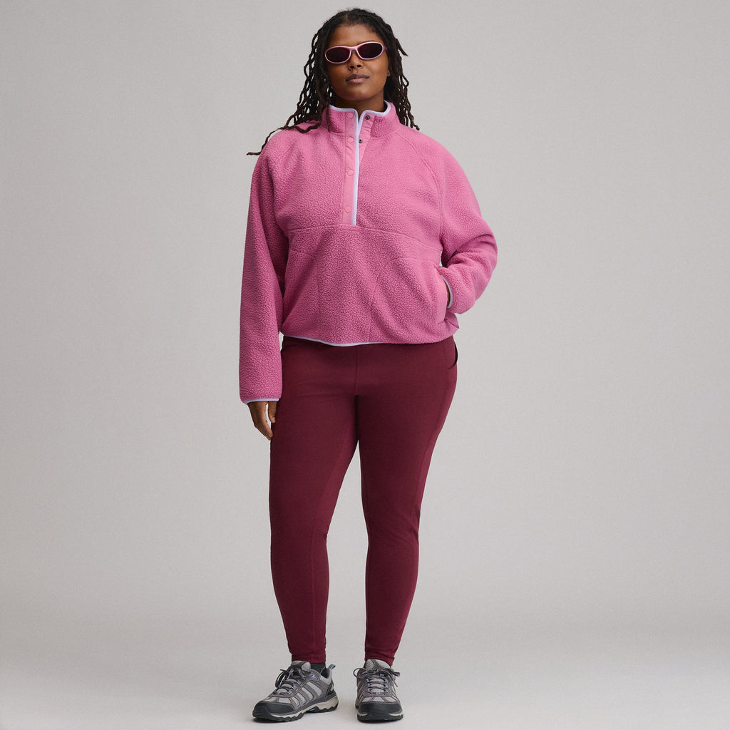 Women's Plush Fleece Snap-Mock Pullover