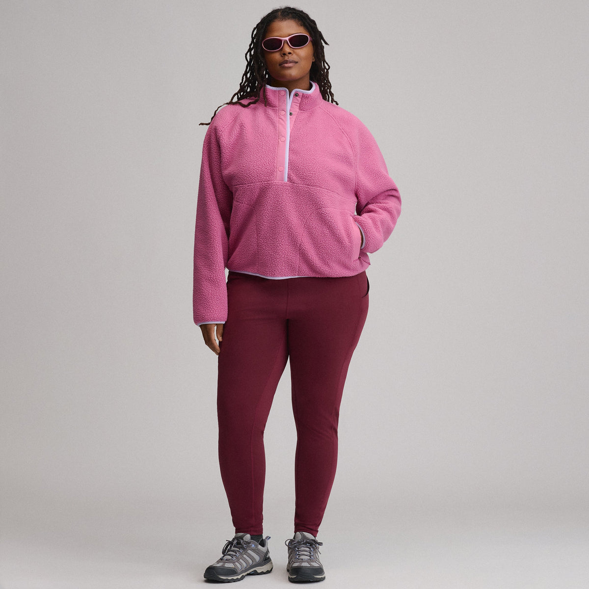 Women's Plush Fleece Snap-Mock Pullover