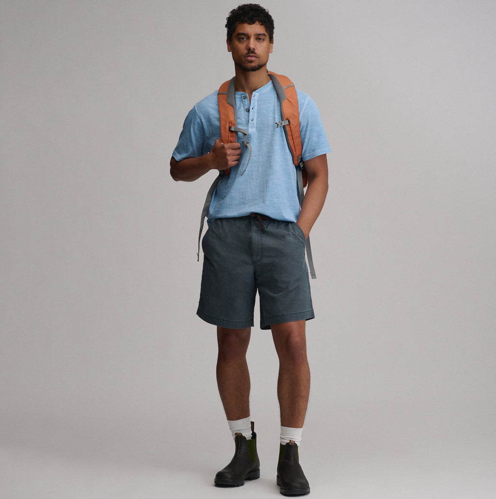 Men's Short-Sleeve Sunwashed Cotton Henley
