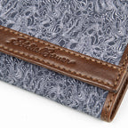 Pioneer Leather And Printed Cotton Canvas Trifold Wallet