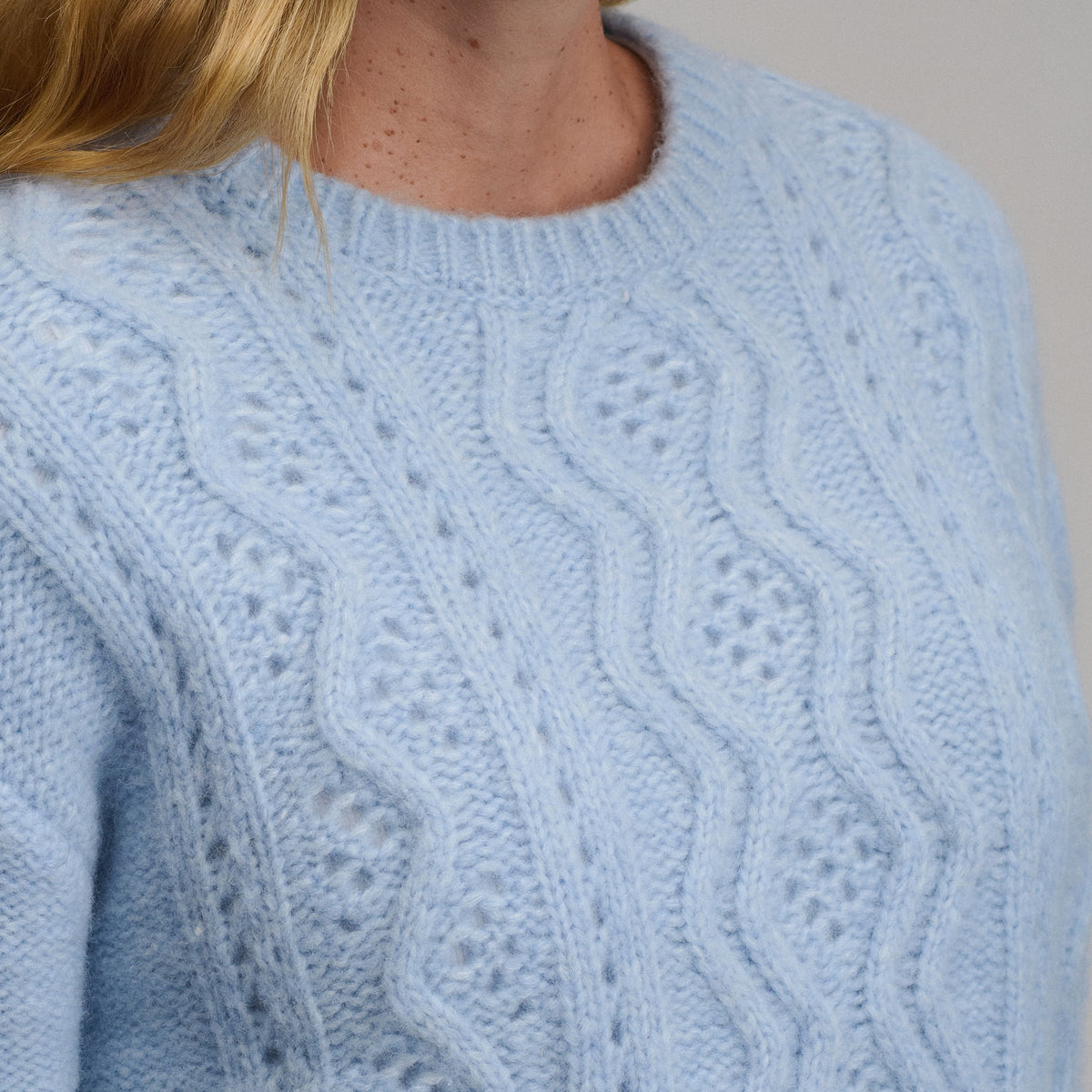 Women's Open Stitch Cable Crew Sweater