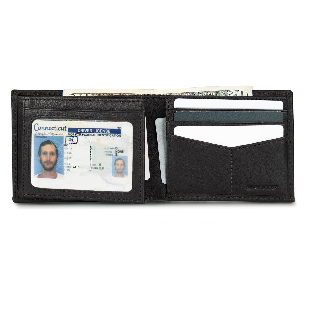 EB Signature Logo Leather Flip Id Bifold Wallet